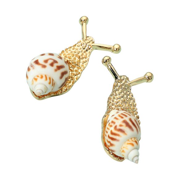 Snail Theme Seashell Gold Sterling Silver Beach Resort Statement Earrings NEW - Picture 1 of 4